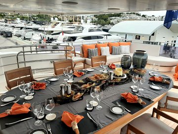 Table decor on a luxury yacht